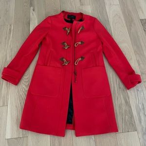 Red J Crew Toggle Winter Coat